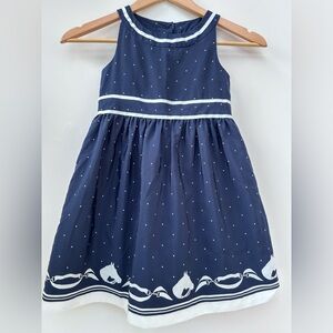 Janie and jack riding lesson navy horse border equestrian dress polka dot